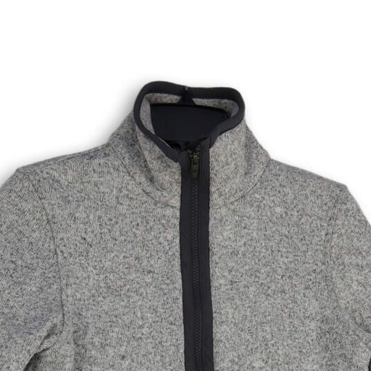 Womens Gray Heathered Long Sleeve Mock Neck Full-Zip Jacket Size 4 image number 3