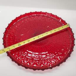 Vintage Large Red Round Glass Serving Platter and Lid alternative image