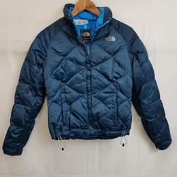 The North Face metallic blue cropped puffer jacket women's XS alternative image