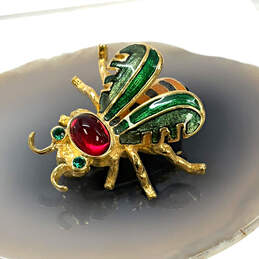 Designer Joan Rivers Gold-Tone Beautiful Crystal Enamel Bee Bug Brooch Pin