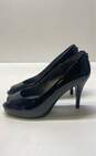 Stuart Weitzman Patent Leather Peep Toe Heels Black 7 image number 2