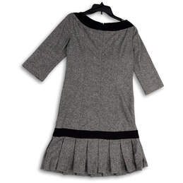 Womens Gray Black Round Neck Long Sleeve Pleated Sweater Dress Size 8 alternative image