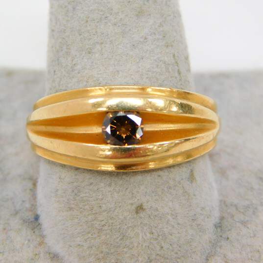 Vintage 14K Yellow Gold Channel Set 0.28 CT Brown Diamond Ring 8.0g image number 2