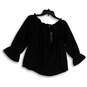 NWT Womens Black Pleated Bell Sleeve Off The Shoulder Blouse Top Size S image number 1