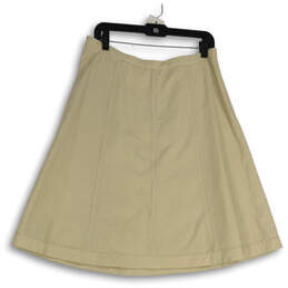 Womens Tan Stripe Flat Front Elastic Waist Pull-On A-Line Skirt Size 10