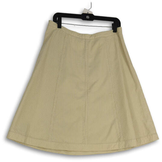 Womens Tan Stripe Flat Front Elastic Waist Pull-On A-Line Skirt Size 10 image number 1
