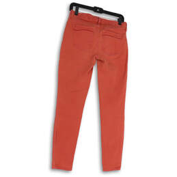 Womens Orange Denim Dark wash Slightly Pockets Skinny Leg Jeans Size 2 alternative image