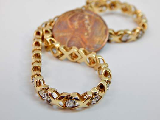 10K Yellow Gold 0.45 CTTW Diamond XO Tennis Bracelet 8.3g image number 5