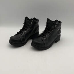 Mens Tyler Black Leather Round Toe Lace-Up Ankle Biker Boots Size 9.5 alternative image
