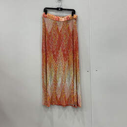 Womens Orange Yellow Printed Elastic Waist Pull-On Maxi Skirt Size 14/16 alternative image