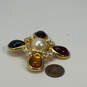 Designer Joan Rivers Gold-Tone Clear Rhinestone Maltese Cross Brooch Pin image number 3
