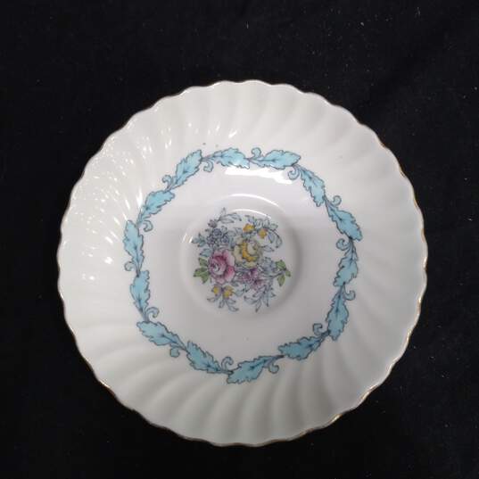 Bundle of 4 White w/ Blue Floral Design Vintage Collector Saucers image number 3