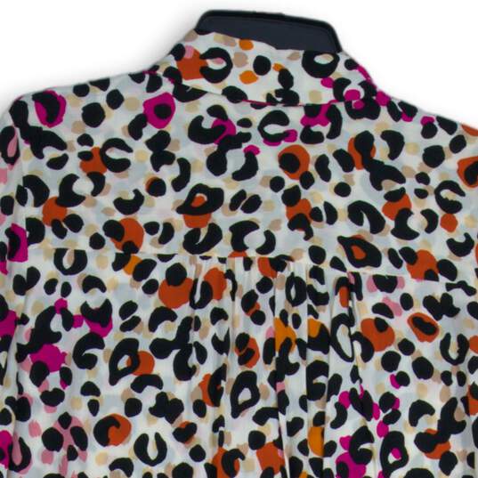 Chico's Womens Multicolor Spotted Spread Collar Long Sleeve Button-Up Shirt 8/10 image number 4