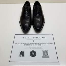 AUTHENTICATED Versace Black Leather Derby Dress Shoes Size 41