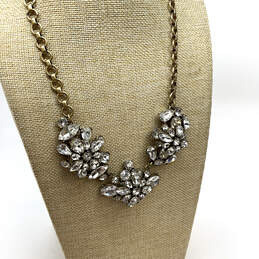 Designer J. Crew Gold-Tone Floral Crystal Cut Stone Statement Necklace