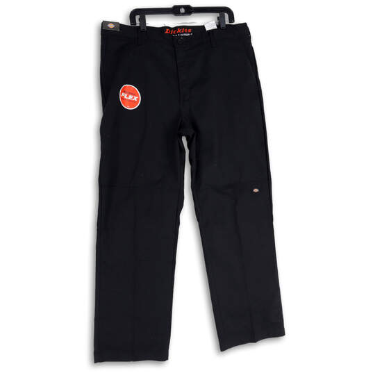 NWT Mens Black Flat Front Relaxed Fit Straight Leg Carpenter Pants Sz 38X32 image number 1