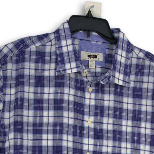 Joseph Abboud Mens Blue Plaid Short Sleeve Spread Collar Button-Up Shirt Sz XXL image number 3