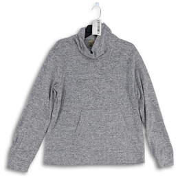 Womens Gray Heather Turtle Neck Kangaroo Pocket Pullover Sweater Size L