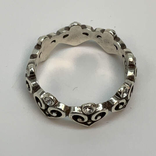 Designer Brighton Alcazar Silver-Tone Crystal Cut Stone Heart Band Ring image number 3