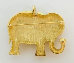 Vintage Kenneth Jay Lane for Avon Icy Rhinestone Gold Tone Elephant Pendant Brooch 22.6g alternative image