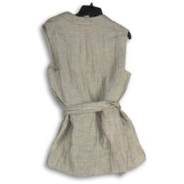NWT Lafayette Womens Gray Notch Lapel Tie Waist Sleeveless Vest Size M alternative image