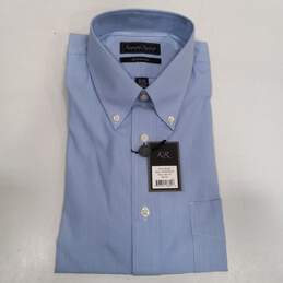 Men's Kenneth Roberts Blue/White Pinstripe Dress Shirt 32/33 16.5  - NWT