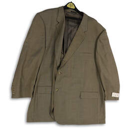 NWT Mens Tan Long Sleeve Notch Lapel Pockets Two Button Blazer Size 60L/58W