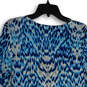 NWT Womens Blue White Printed Round Neck 3/4 Sleeve Tunic Blouse Top Size 2 image number 4