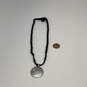 Designer Lucky Brand Silver-Tone Black Chain Hammered Pendant Necklace image number 3