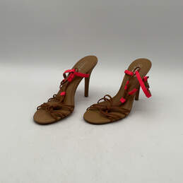 Womens Lana Hot Pink Brown Adjustable Stiletto Strappy Heels Size 7.5 B