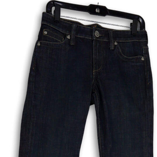 Womens Blue Dark Wash Pockets Stretch Regular Fit Denim Bootcut Jeans Sz 26 image number 3