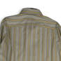 Mens Yellow Blue Striped Long Sleeve Spread Collar Button-Up Shirt Size M image number 4