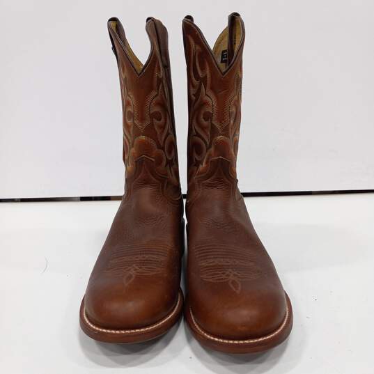 JUSTIN Men's Brown Leather Western Boots Sz 12 D NWT image number 2