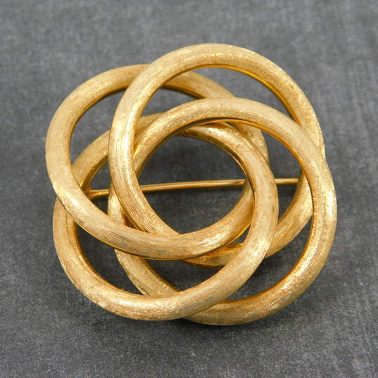 14k Yellow Gold Satin Finish Knot Brooch 6.2g image number 1