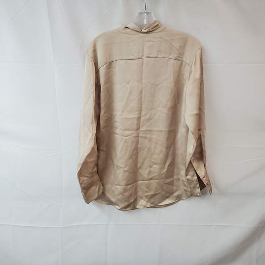 Joie Beige Satin Long Sleeve Blouse WM Size S NWT image number 2