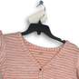 NWT Ana A New Apparel Womens Pink White Striped Henley Neck Blouse Top Size L image number 3