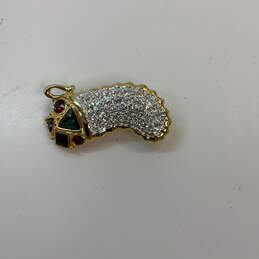 Designer Swarovski Gold-Tone Christmas Stocking Crystal Brooch Pin alternative image