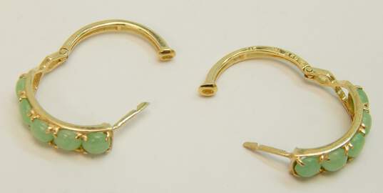 14K Yellow Gold Chrysoprase Hoop Earrings 3.1g image number 5