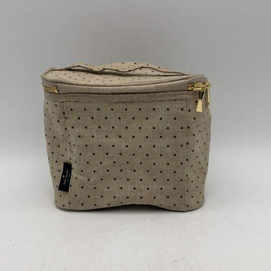 Kate Spade Womens Beige Black Polka Dot Insulated Top Handle Zipper Lunch Bag image number 2