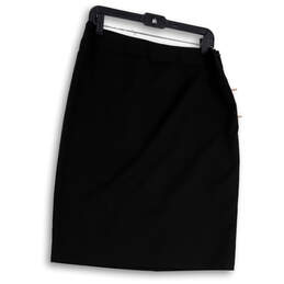 Womens Black Stretch Side Zip Back Slit Straight & Pencil Skirt Size 12