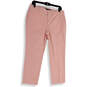 Womens Pink White Pinstriped Slash Pockets Flat Front Ankle Pants Size 8 image number 1