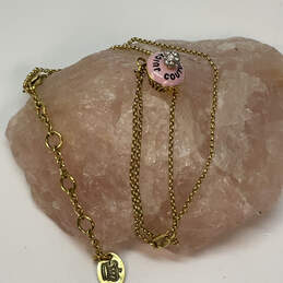 Designer Juicy Couture Gold-Tone Link Chain Pink Cupcake Charm Necklace
