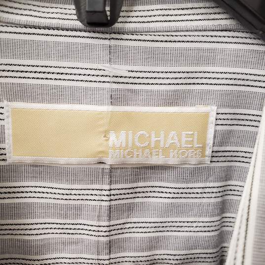 Michael Kors Men Gray Stripe Button Up Shirt XL image number 1