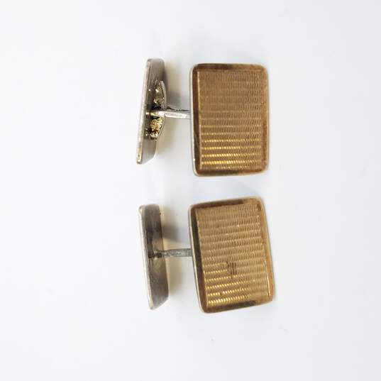 RJ Sterling Silver 800 Silver 10KGold Over Lay Mens Cuff Links 8.9g image number 1