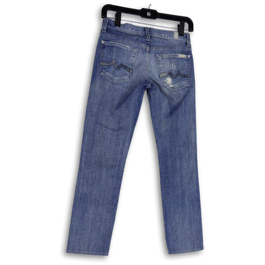 Womens Blue Denim Distressed Medium Wash Pockets Straight Leg Jeans Size 24 image number 2