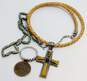 Artisan 925 Tigers Eye & Onyx Cross Pendant Cord Necklace Jesus Ring & Bracelet image number 6