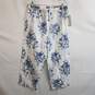 Soft Surroundings white and blue floral cotton voile wide leg pajama pants M nwt image number 1