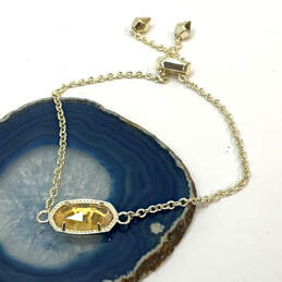 Designer Kendra Scott Gold-Tone Elaina Yellow Stone Link Chain Bracelet