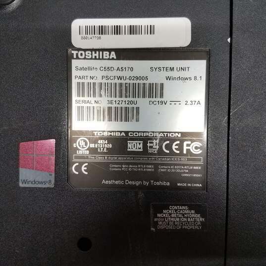 TOSHIBA C55D-A5170 15in Laptop AMD E1-2100 CPU 4GB RAM 1TB HDD image number 7