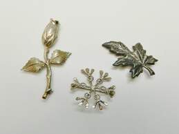 Beau & Mexico 925 Maple Leaf Rose Flower & Snowflake Brooches Variety 24g